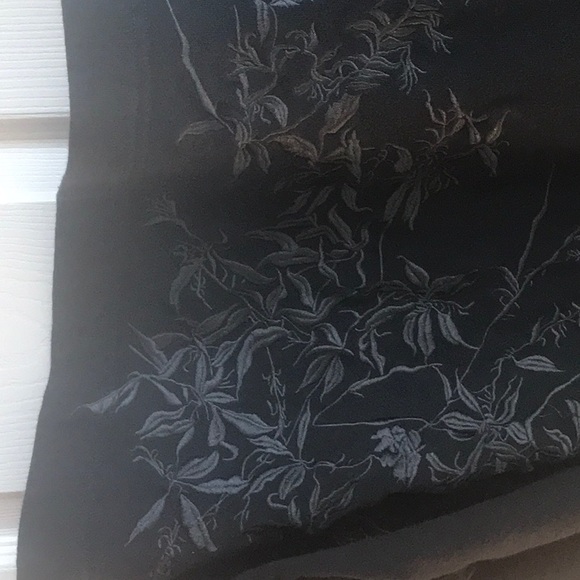 Poetry  embroidered knit Top, gray on charcoal - Picture 2 of 6